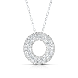 Sterling Silver Cubic Zirconia 'O' Bubble Initial Necklace