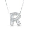 Thumbnail Image 1 of Sterling Silver Cubic Zirconia 'R' Bubble Initial Necklace