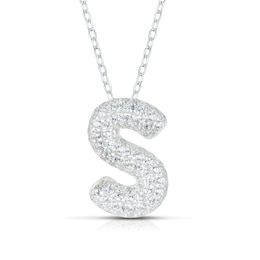 Sterling Silver Cubic Zirconia 'S' Bubble Initial Necklace