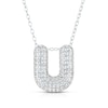 Thumbnail Image 1 of Sterling Silver Cubic Zirconia 'U' Bubble Initial Necklace