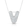Thumbnail Image 1 of Sterling Silver Cubic Zirconia 'V' Bubble Initial Necklace
