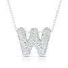 Thumbnail Image 1 of Sterling Silver Cubic Zirconia 'W' Bubble Initial Necklace