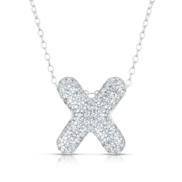 Sterling Silver Cubic Zirconia 'X' Bubble Initial Necklace