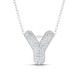 Sterling Silver Cubic Zirconia 'Y' Bubble Initial Necklace