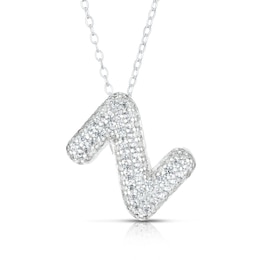 Sterling Silver Cubic Zirconia 'Z' Bubble Initial Necklace