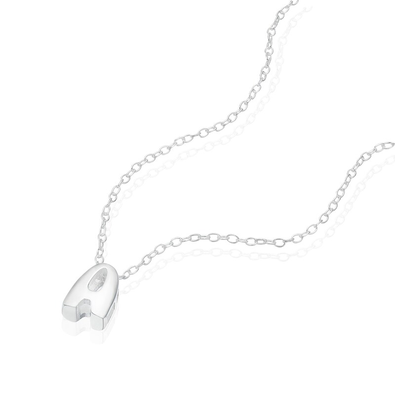 Main Image 2 of Sterling Silver 'A' Initial Necklace
