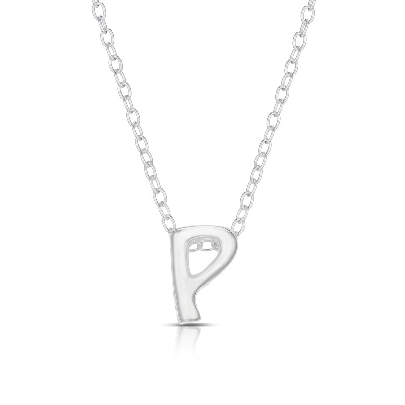Main Image 1 of Sterling Silver 'P' Initial Necklace