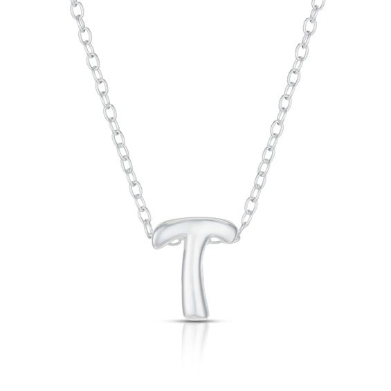 Sterling Silver T Initial Necklace