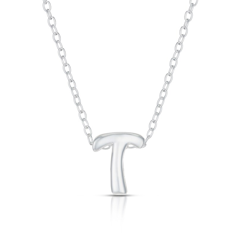 Main Image 1 of Sterling Silver 'T' Initial Necklace