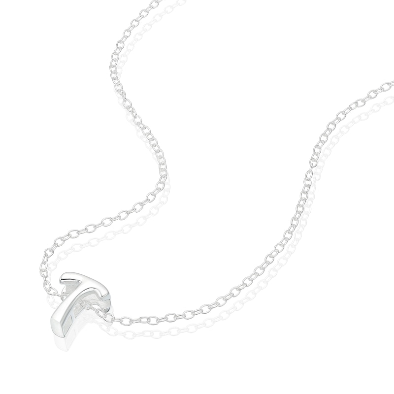 Main Image 2 of Sterling Silver 'T' Initial Necklace