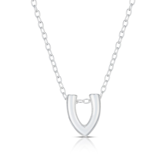 Sterling Silver V Initial Necklace