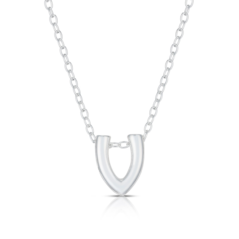 Main Image 1 of Sterling Silver 'V' Initial Necklace
