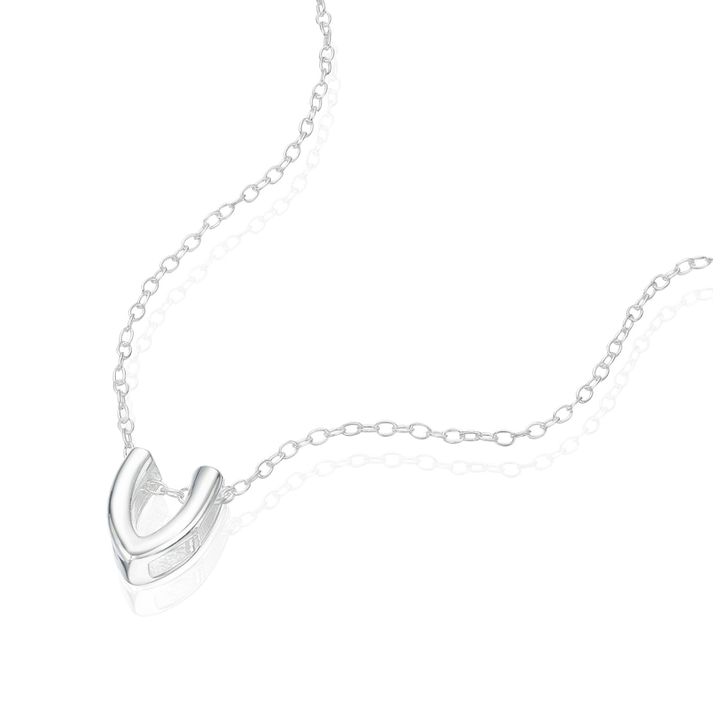Main Image 2 of Sterling Silver 'V' Initial Necklace