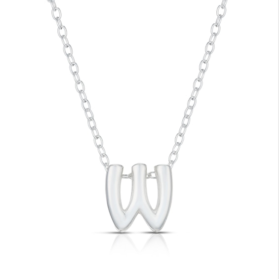 Sterling Silver W Initial Necklace