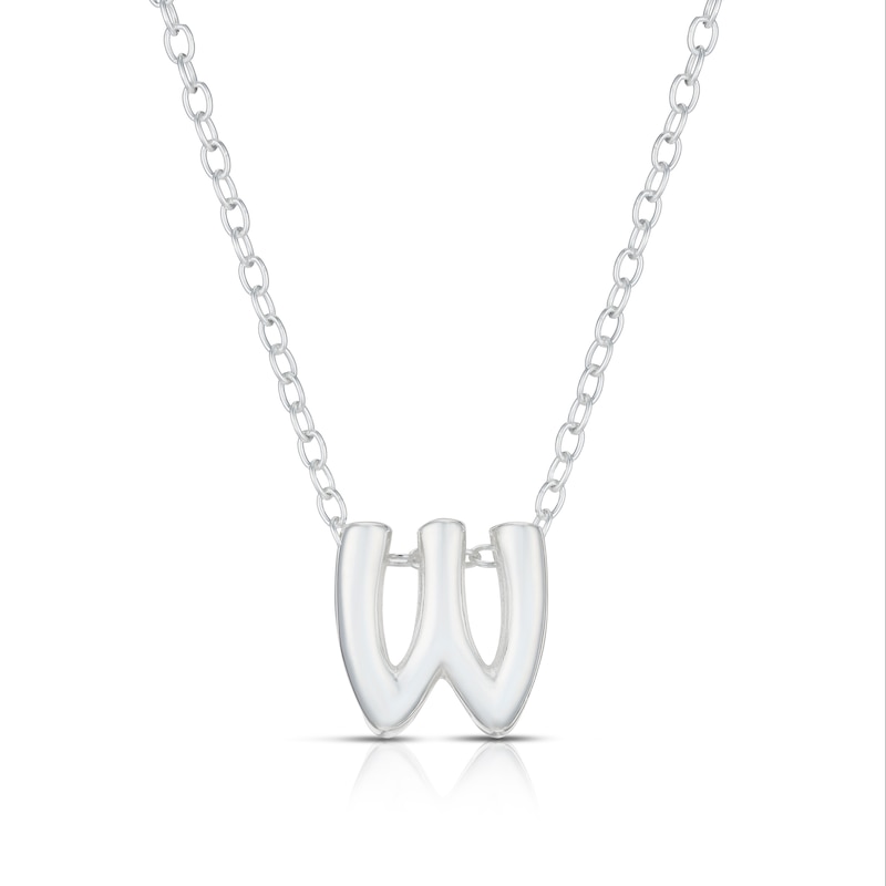 Main Image 1 of Sterling Silver 'W' Initial Necklace