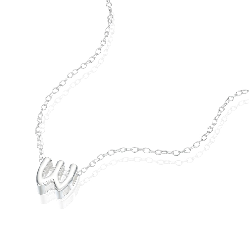 Main Image 2 of Sterling Silver 'W' Initial Necklace