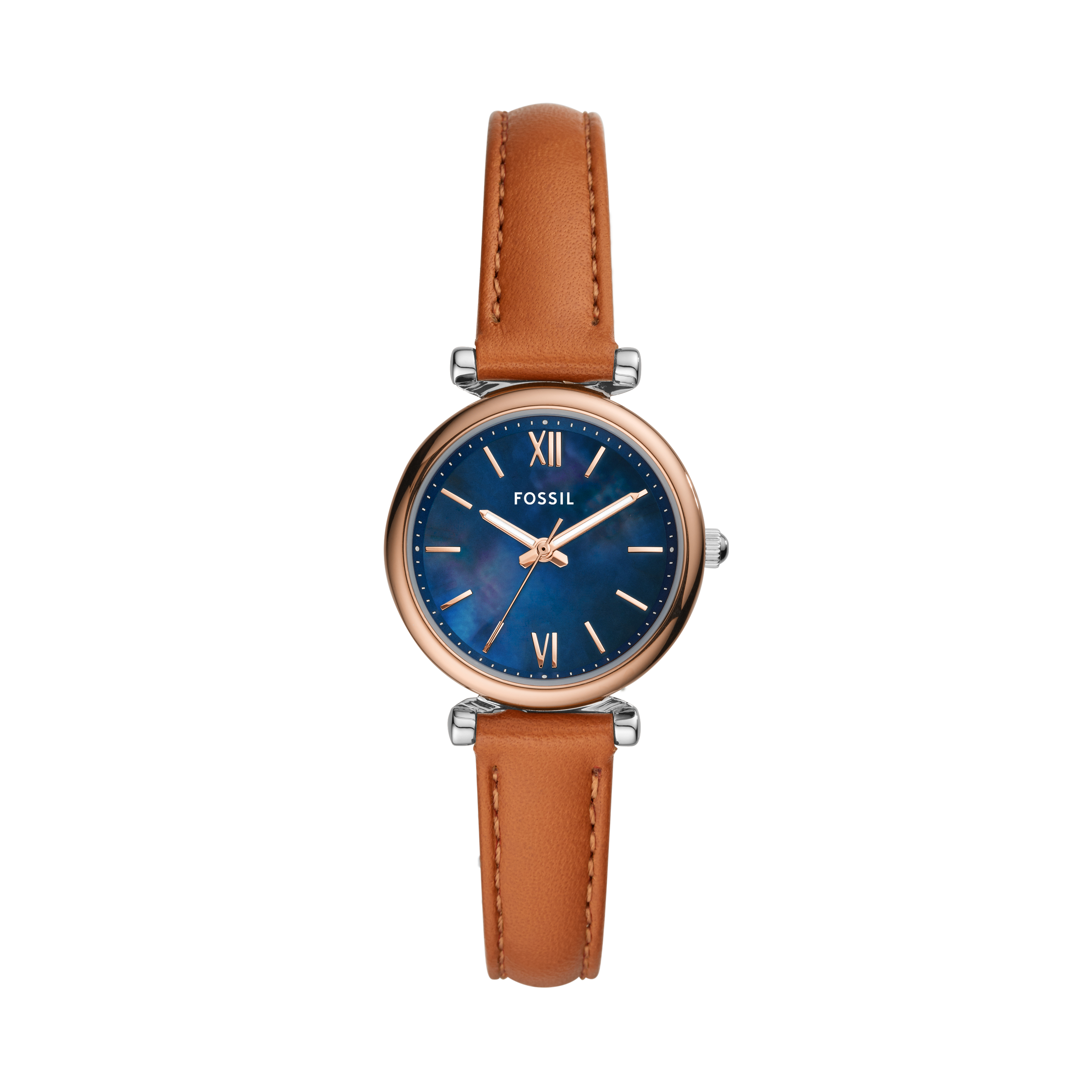 Main Image 1 of Fossil Carlie Ladies' Blue MOP Dial Tan Leather Strap Watch