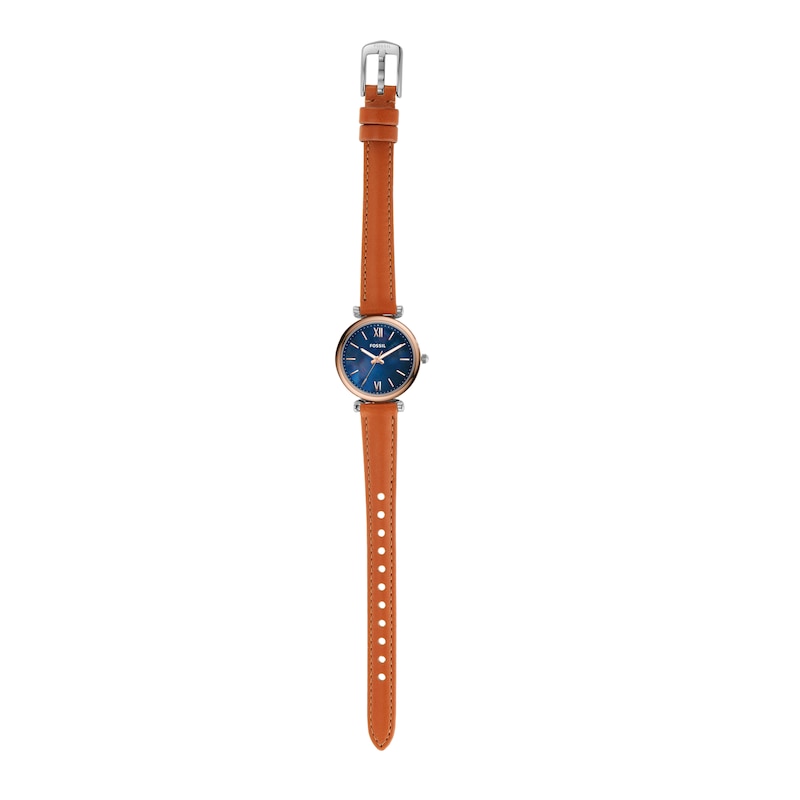 Main Image 3 of Fossil Carlie Ladies' Blue MOP Dial Tan Leather Strap Watch