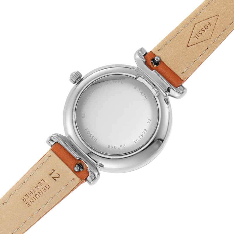 Main Image 4 of Fossil Carlie Ladies' Blue MOP Dial Tan Leather Strap Watch