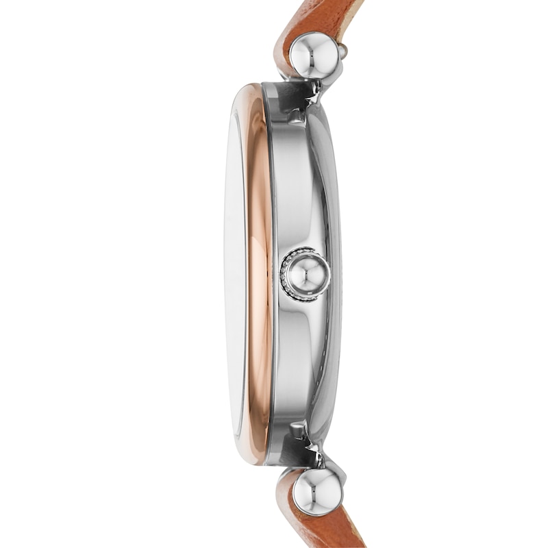 Main Image 5 of Fossil Carlie Ladies' Blue MOP Dial Tan Leather Strap Watch