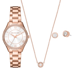 Michael Kors Lauryn Ladies' Mother Of Pearl Dial Rose Gold Tone Bracelet Watch