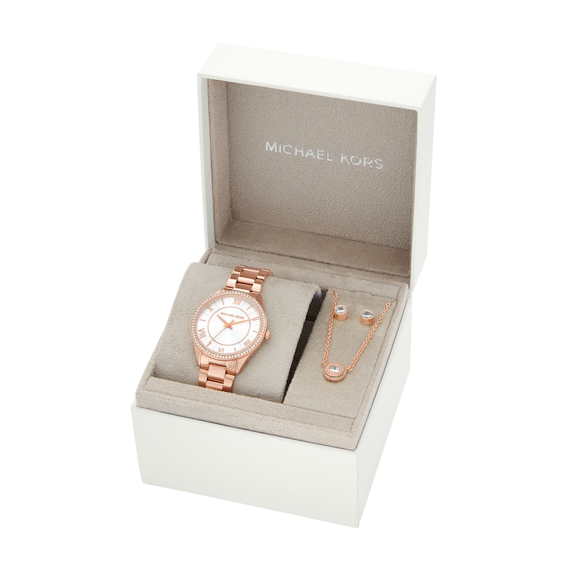 Main Image 4 of Michael Kors Lauryn Ladies' Mother Of Pearl Dial Rose Gold Tone Bracelet Watch