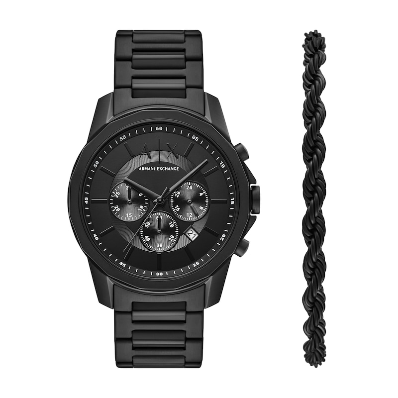 Main Image 1 of Armani Exchange Men's Black Dial Black Tone Bracelet Watch & Bracelet Set
