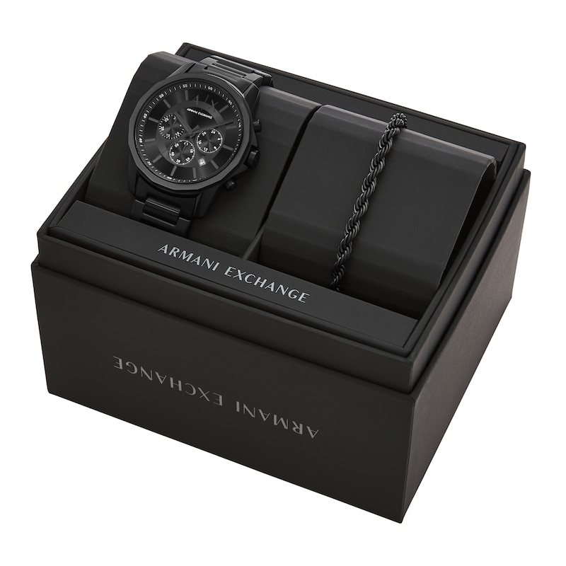 Main Image 3 of Armani Exchange Men's Black Dial Black Tone Bracelet Watch & Bracelet Set