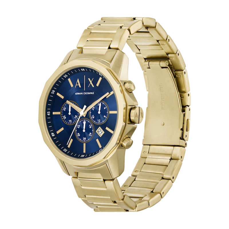 Main Image 3 of Armani Exchange Men's Blue Dial Gold Tone Bracelet Watch & Bracelet Set