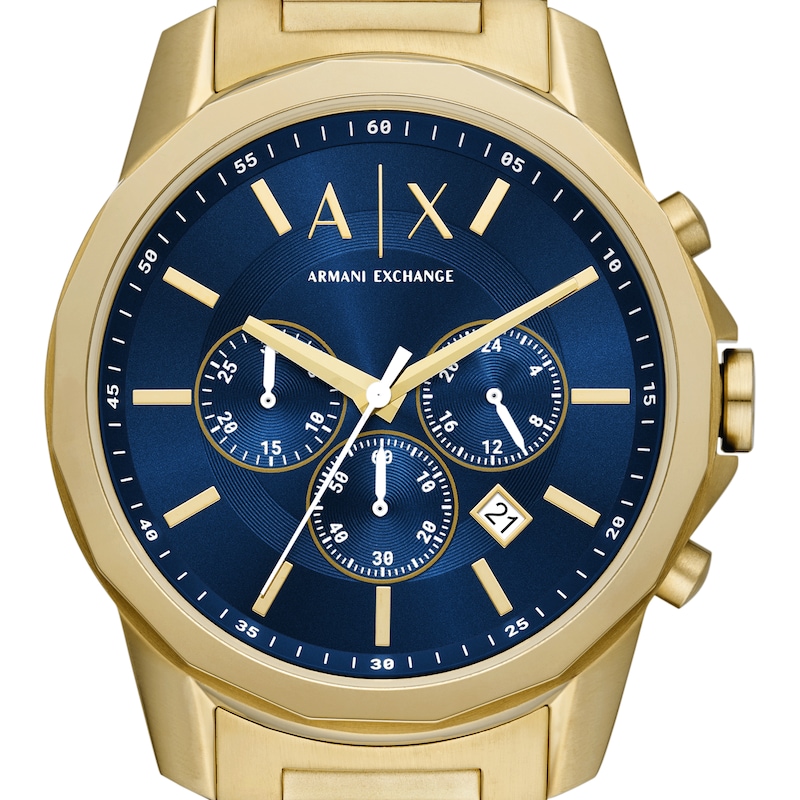Main Image 5 of Armani Exchange Men's Blue Dial Gold Tone Bracelet Watch & Bracelet Set