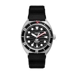 Fossil Breaker Men's Black Wave Dial Stainless Steel Bracelet Watch