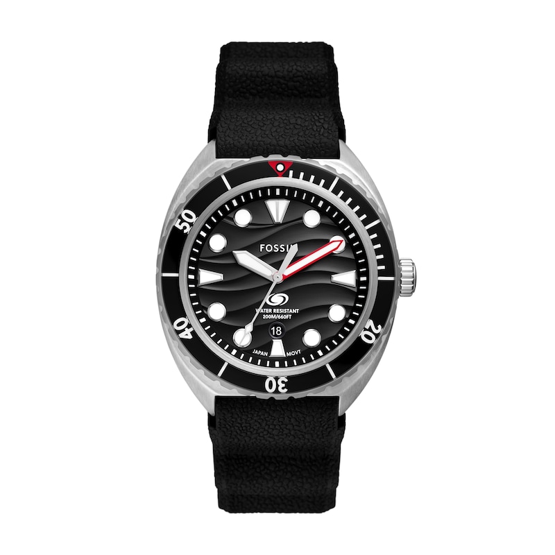 Main Image 1 of Fossil Breaker Men's Black Wave Dial Stainless Steel Bracelet Watch