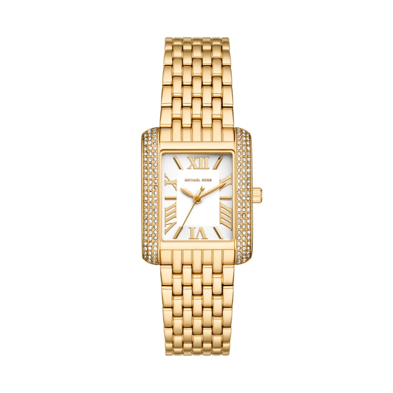 Main Image 1 of Micheal Kors Emery Ladies' Rectangle White Dial Gold Tone Bracelet Watch