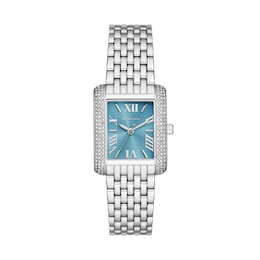 Micheal Kors Emery Ladies' Rectangle Blue Dial Stainless Steel Watch