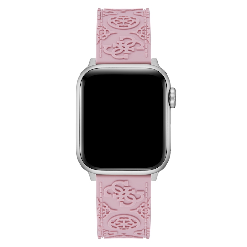 Main Image 2 of Guess Logo Embellished Pattern Pink Silicone Apple Watch Strap- 38-40mm