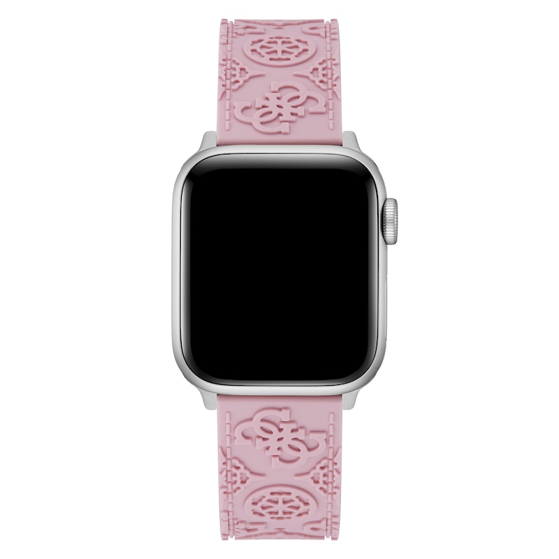 Guess Logo Embellished Pattern Pink Silicone Apple Watch Strap- 38-40mm