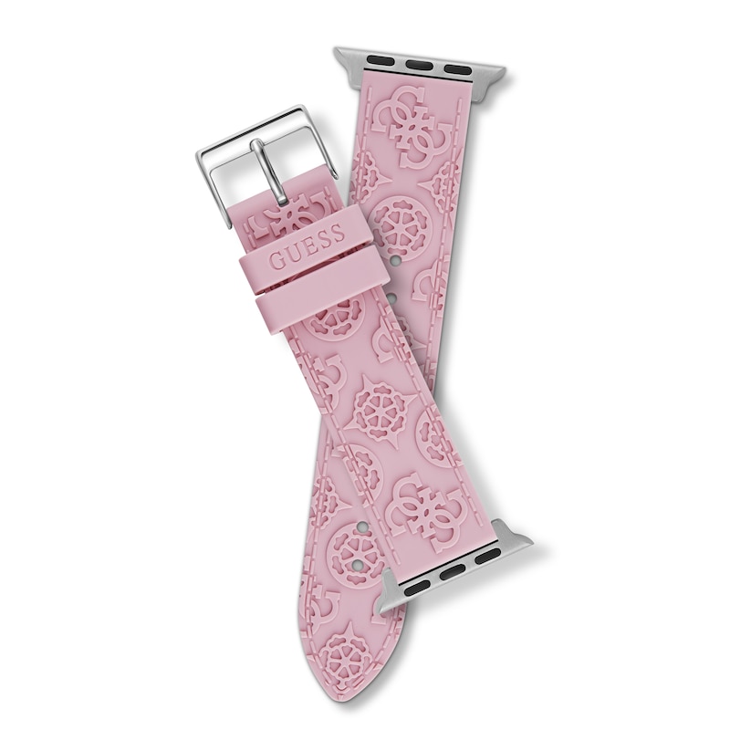 Main Image 3 of Guess Logo Embellished Pattern Pink Silicone Apple Watch Strap- 38-40mm