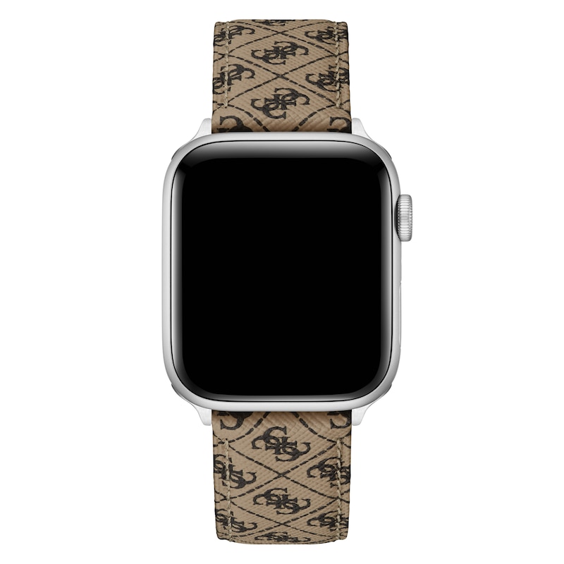 Main Image 2 of Guess Tan Logo Pattern Leather Apple Watch Strap- 42-44mm
