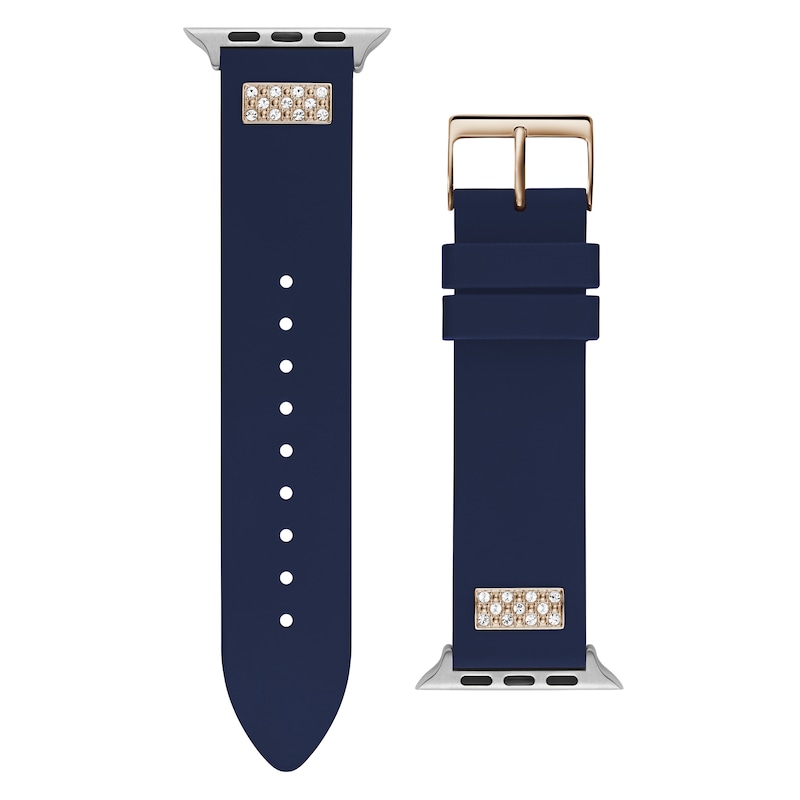 Guess Stone Embellished Blue Silicone Apple Watch Strap- 42-44mm