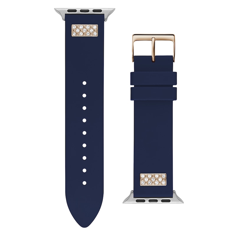 Main Image 1 of Guess Stone Embellished Blue Silicone Apple Watch Strap- 42-44mm