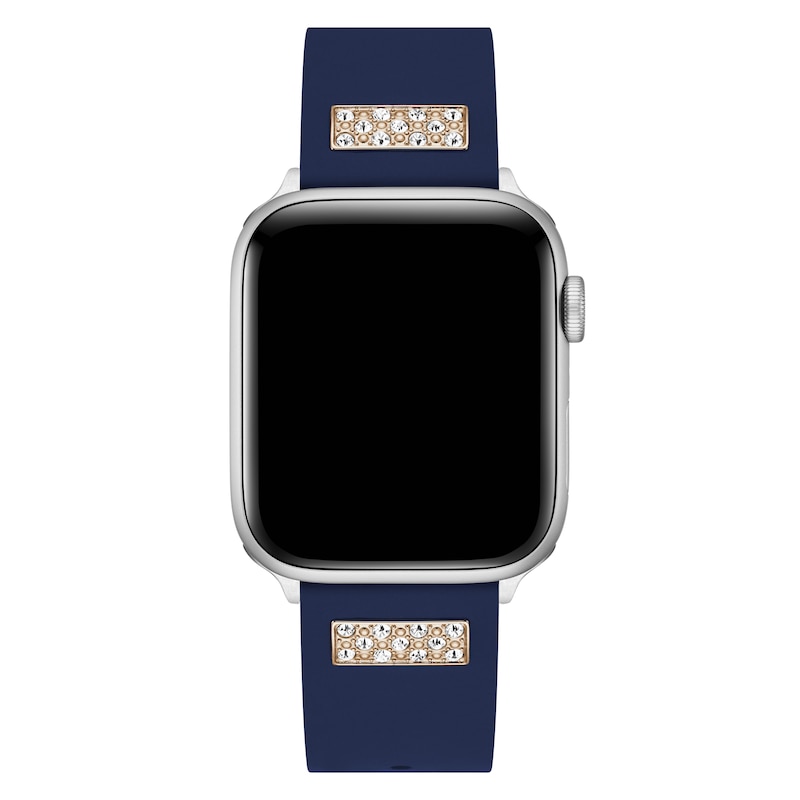 Guess Stone Embellished Blue Silicone Apple Watch Strap- 42-44mm