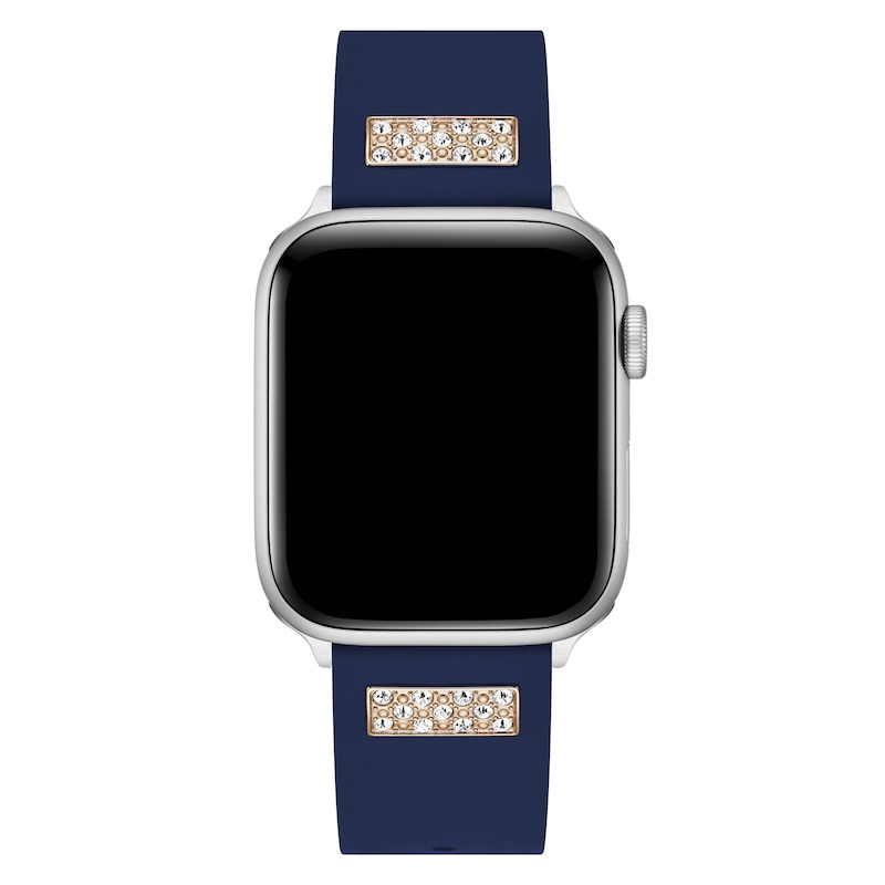 Main Image 2 of Guess Stone Embellished Blue Silicone Apple Watch Strap- 42-44mm