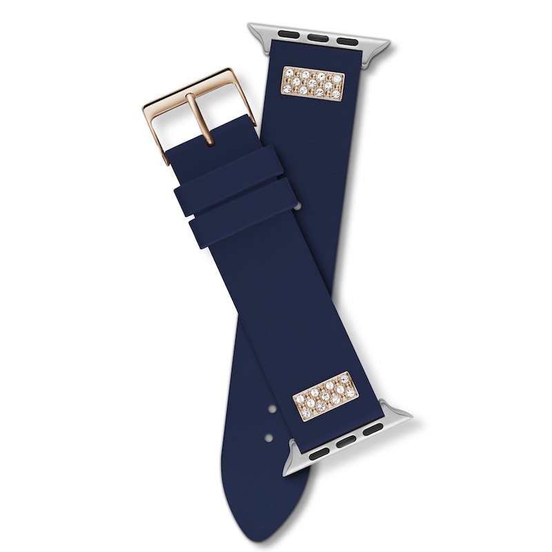 Guess Stone Embellished Blue Silicone Apple Watch Strap- 42-44mm