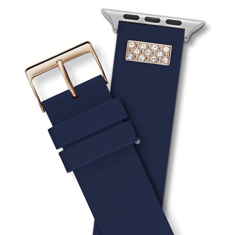 Guess Stone Embellished Blue Silicone Apple Watch Strap- 42-44mm