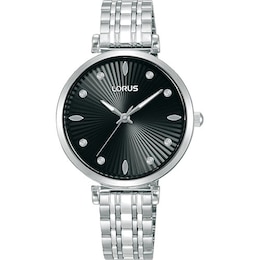Lorus Signature Ladies' Black Dial Stainless Steel Bracelet Watch