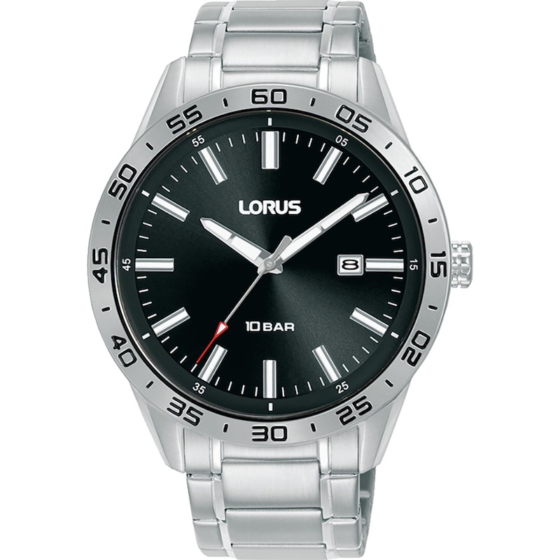 Lorus Signature Men's Black Dial Stainless Steel Bracelet Watch