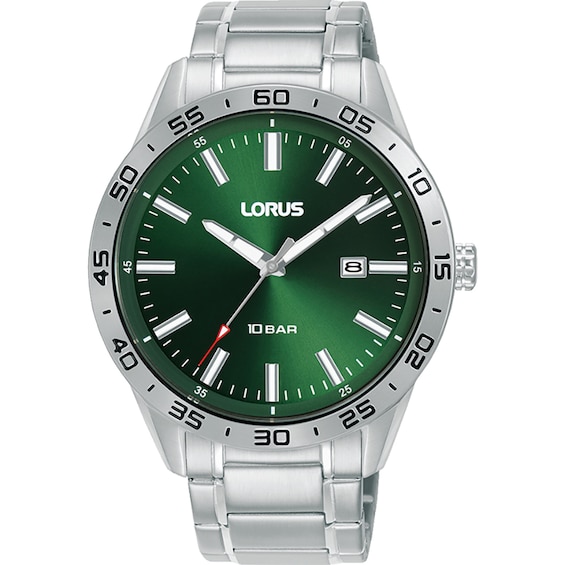Lorus Signature Men's Green Dial Stainless Steel Bracelet Watch