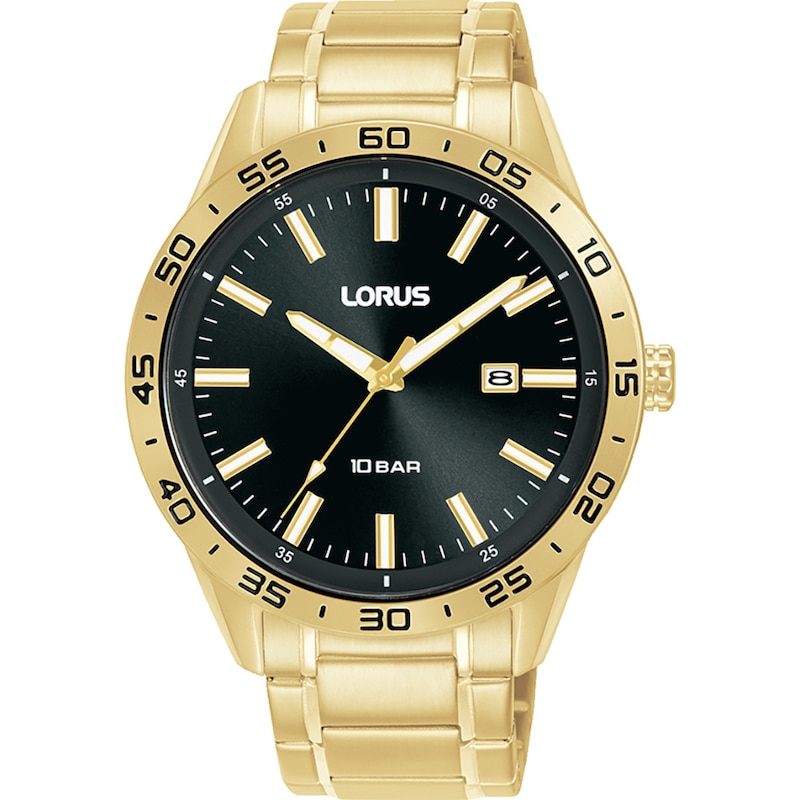 Lorus Signature Men's Black Dial Gold Tone Stainless Steel Watch