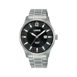 Lorus Titanium Men's Black Dial Bracelet Watch