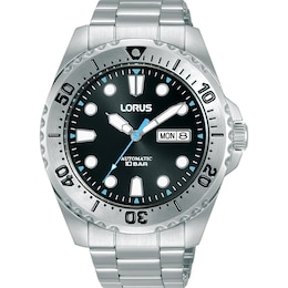 Lorus Automatic Men's Black Dial Stainless Steel Bracelet Watch